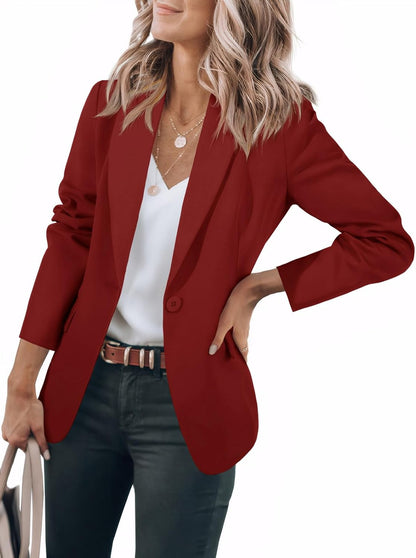 Women's Casual Button Open Front Pocket Blazers Jacket