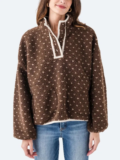 ✨Women's Button-down Turtleneck Heart Sherpa Pullover