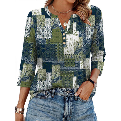 Women's V-Neck 3/4 Sleeve Blouse