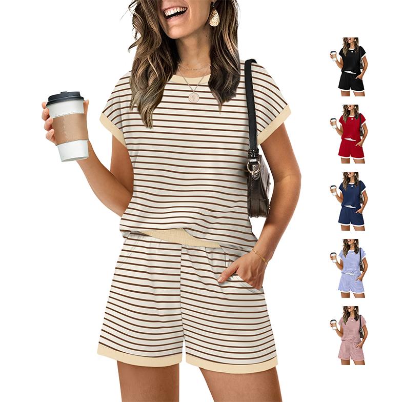 Women's 3-Style 2-Piece Set – Casual Short Sleeve & Shorts Outfit