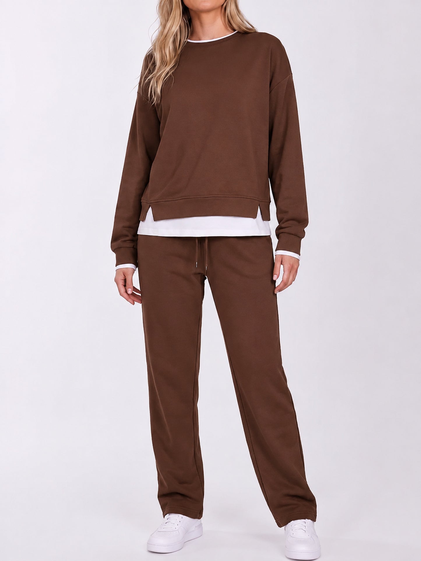 Limited time sale🔥Women's Fake Two‑Piece Sweatshirt Set