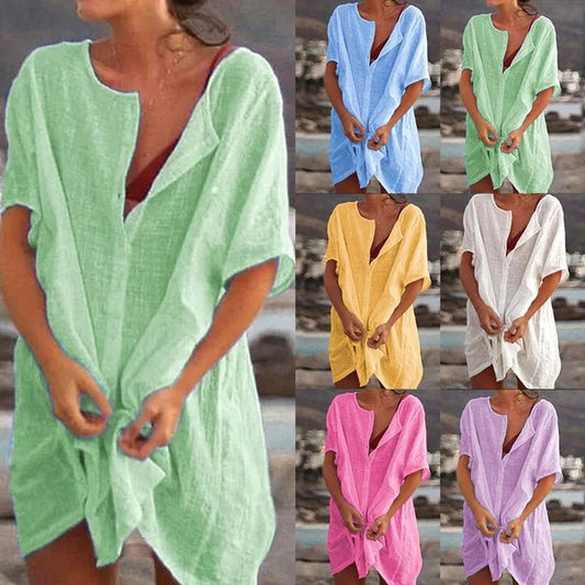 Summer Cotton Loose Short sleeve  Casual Women's  shirt