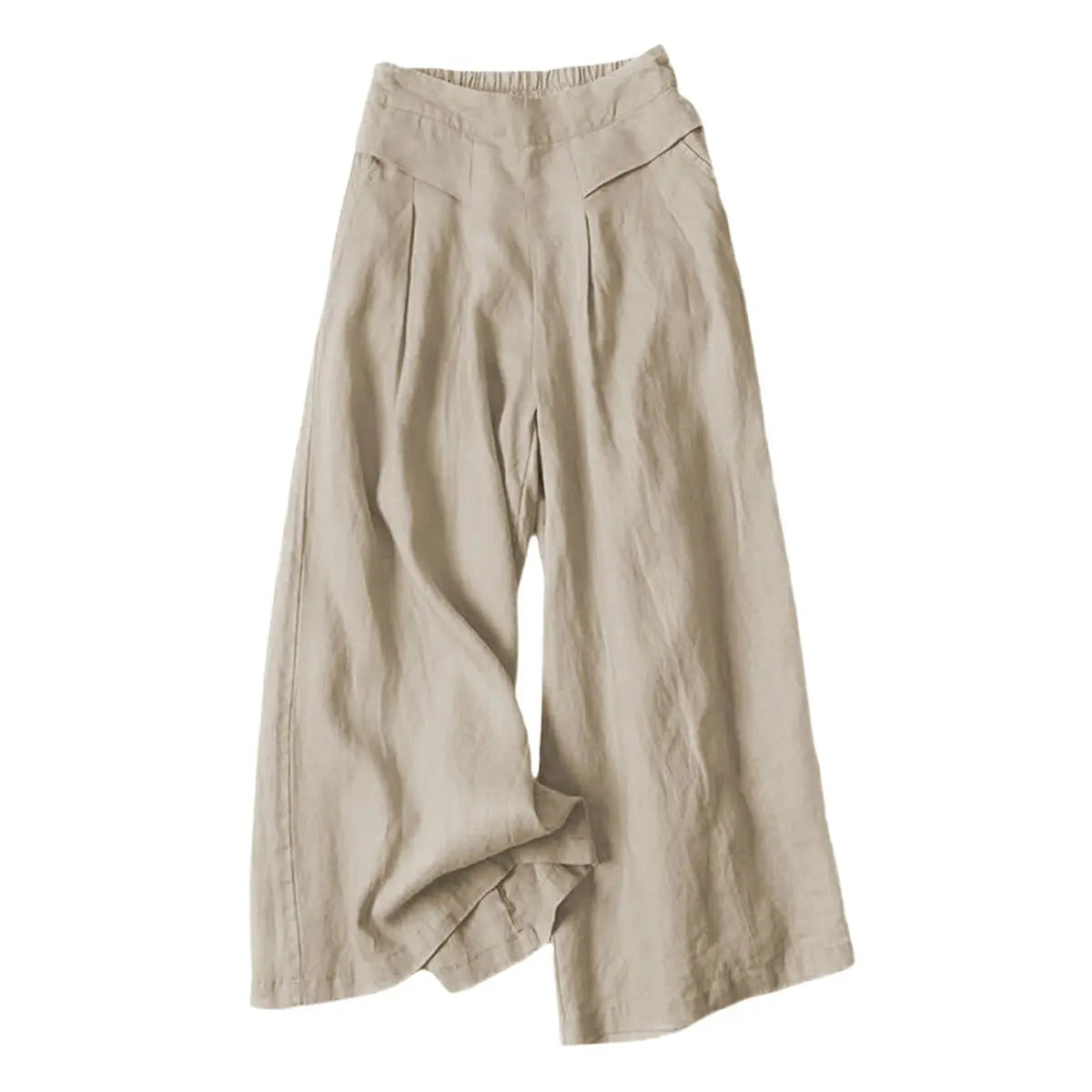 ⏰Hot Sale-Women's Cotton Linen Culottes Pants Elastic Waist Wide Leg Palazzo Trousers