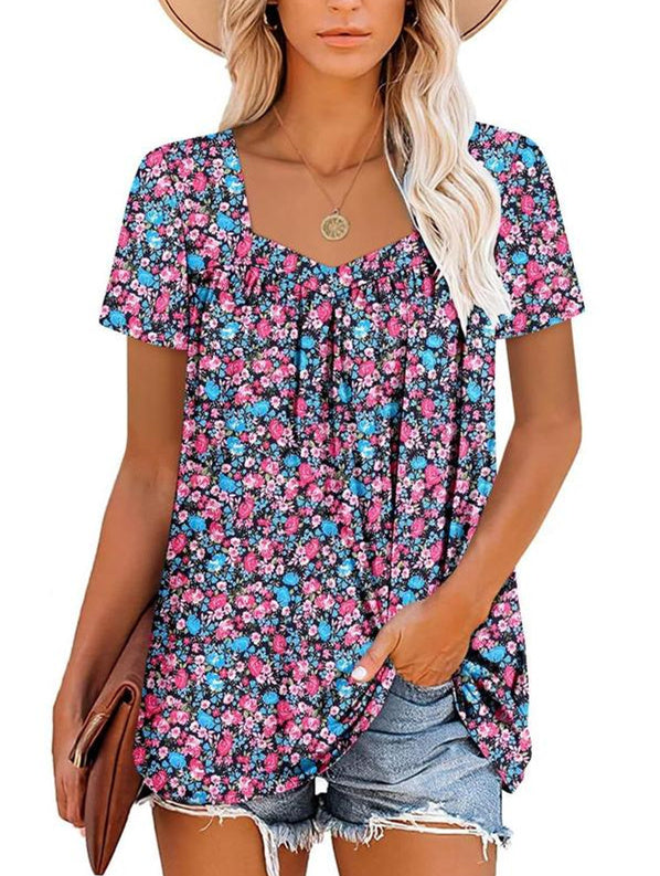 ✨Women's Summer Pleated Printed Short-Sleeves
