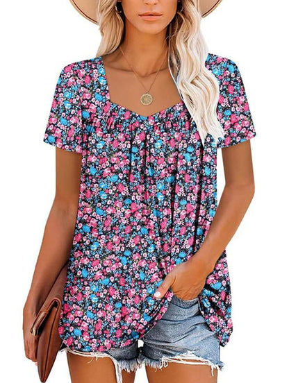 ✨Women's Summer Pleated Printed Short-Sleeves