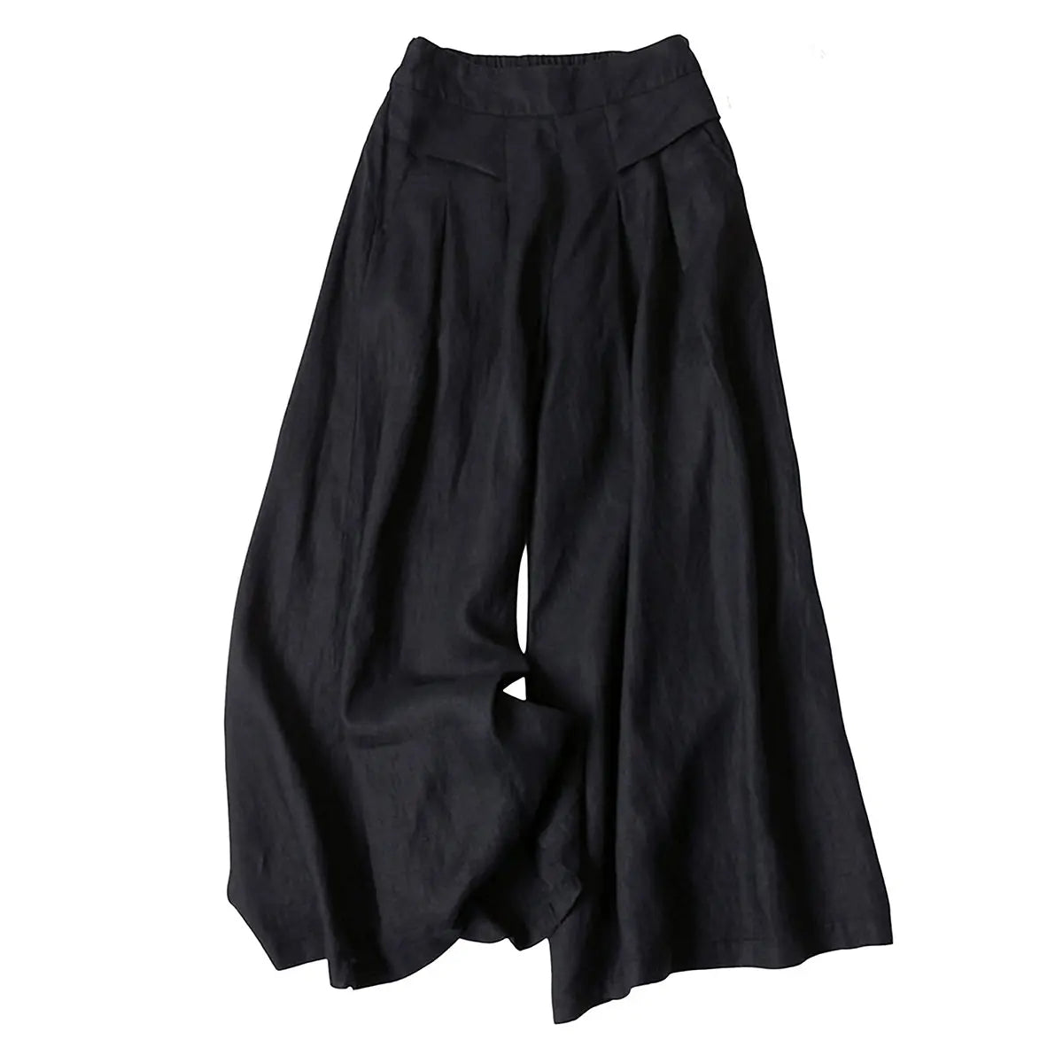 ⏰Hot Sale-Women's Cotton Linen Culottes Pants Elastic Waist Wide Leg Palazzo Trousers