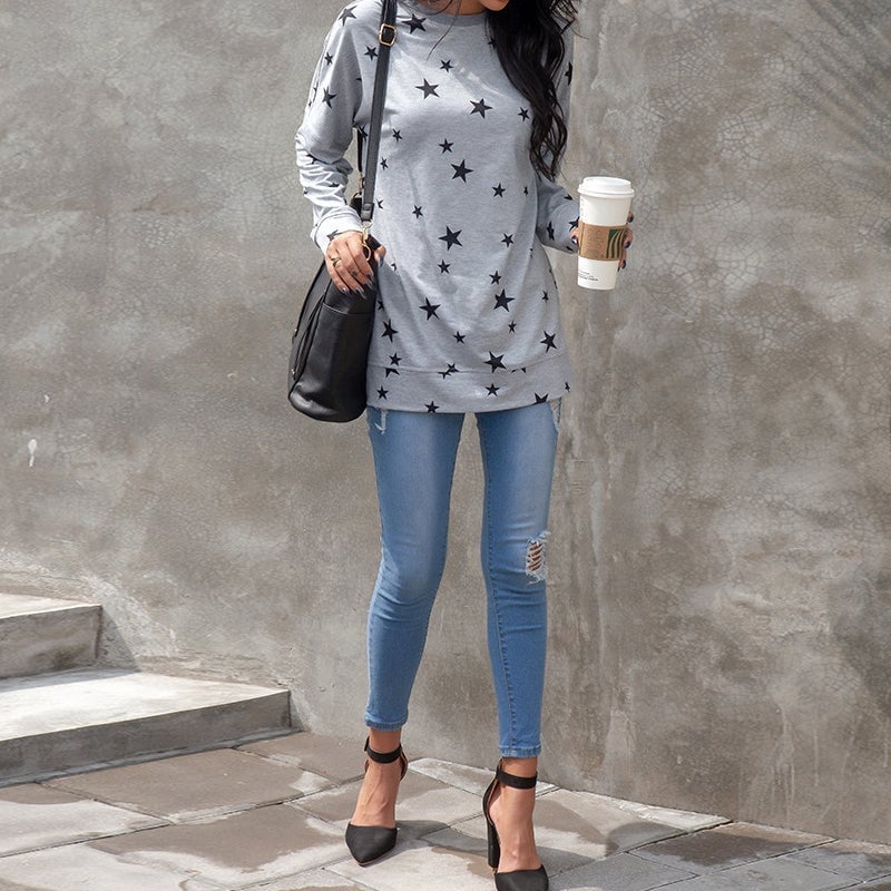 Oversized Long Sleeve Star T-Shirt