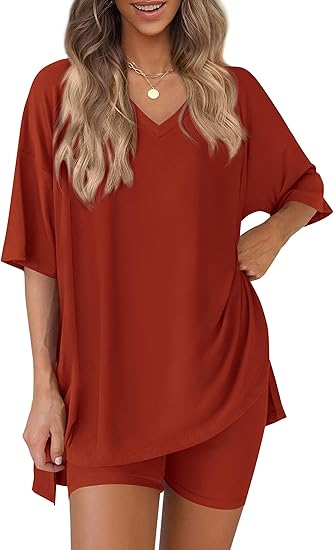 Hot Sale-Women's Tummy Cover V Neck 2-Piece Set