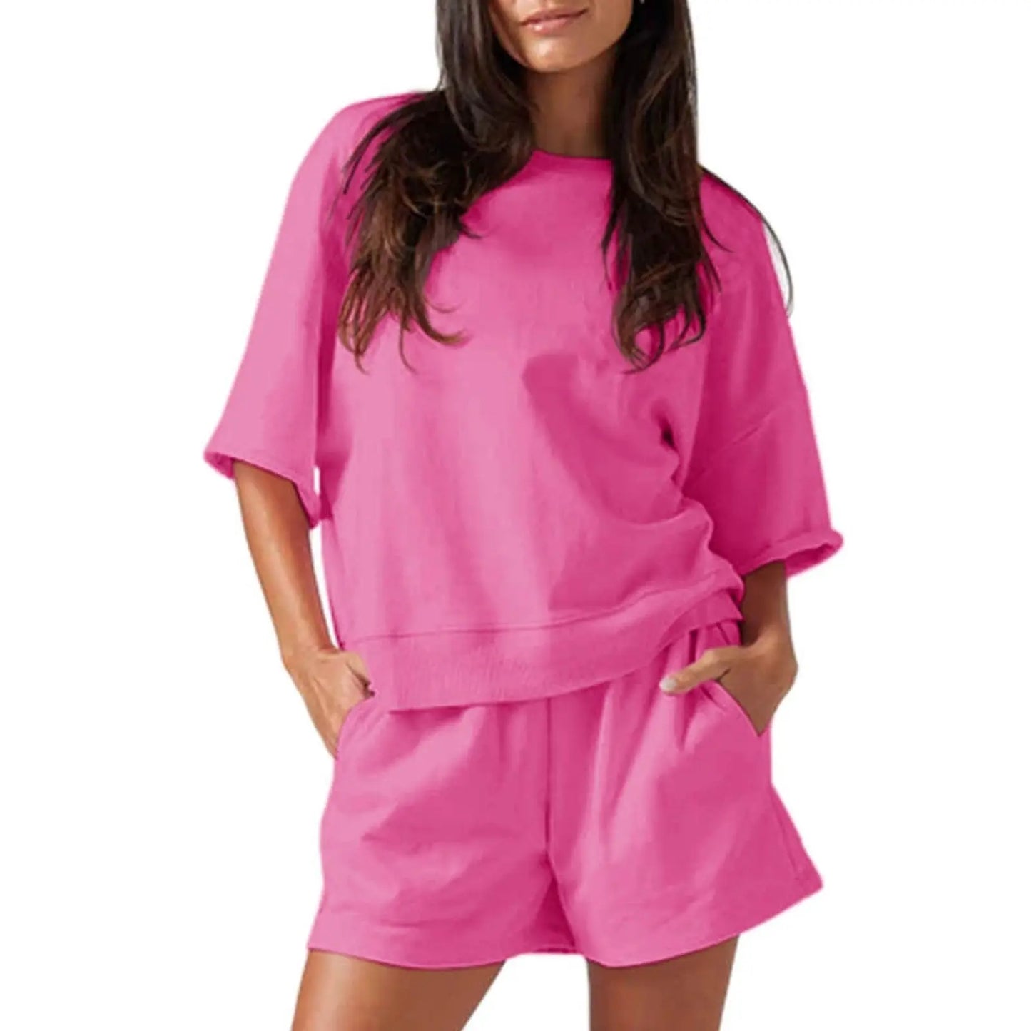 Womens 2 Piece Outfits Casual Oversized Cropped Sweatshirt