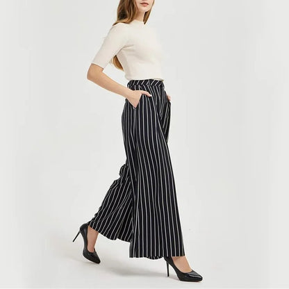 Women High Waist Casual Wide Leg Trousers