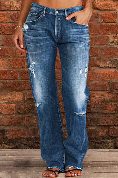 New Style Ripped Low Waist Straight Leg Jeans(Buy 2 Free Shipping)