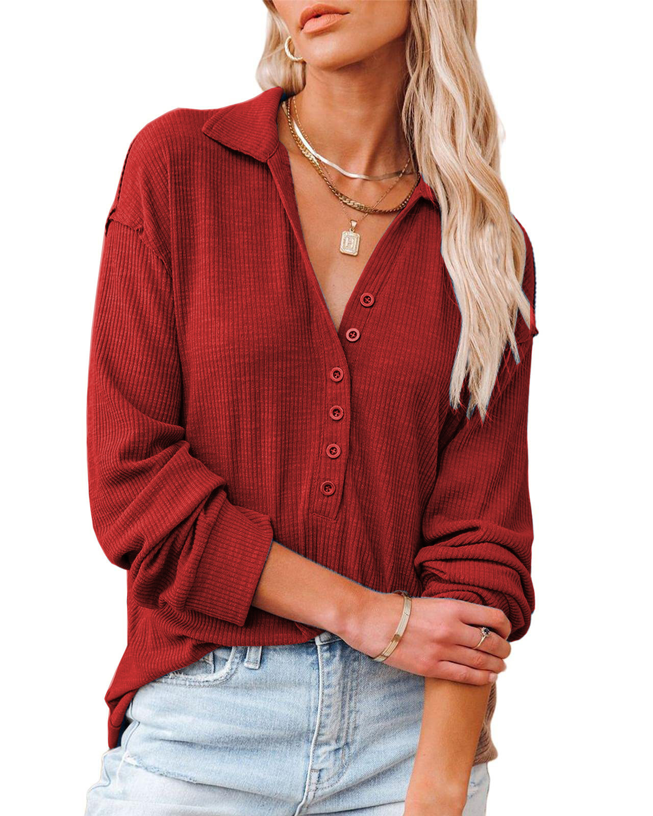 Women's  Casual Button Down Relaxed Fit Shirts
