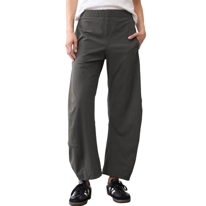 High Elastic Waist Quick Dry Wide Leg Travel Pants With Pockets