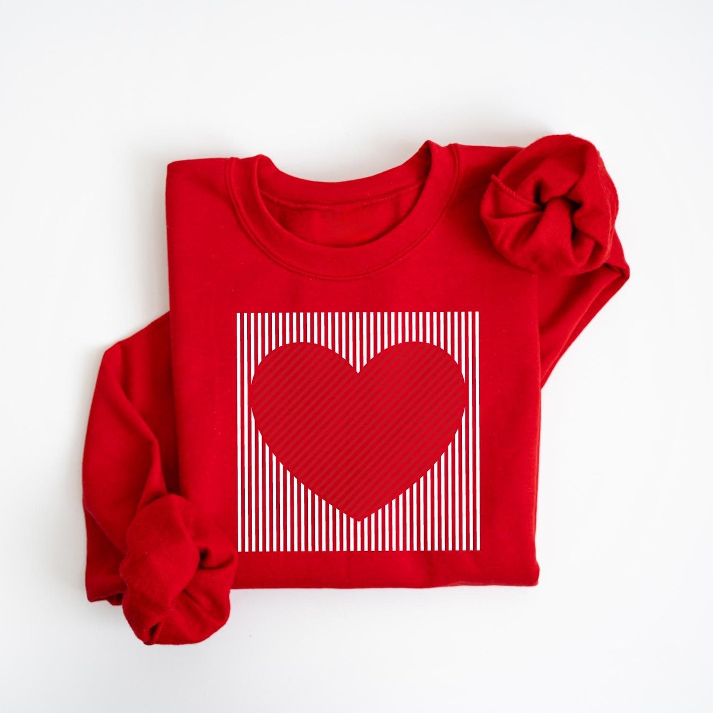 ✨Retro Valentines Heart Stripe Print Sweatshirt