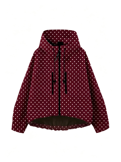 Women's Oversized Pleated Hem Rain Jacket With Hooded