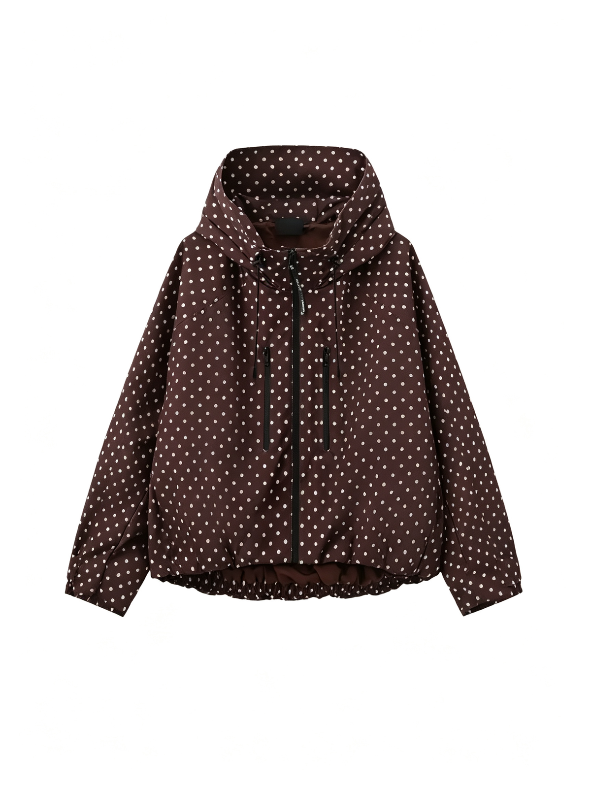 Women's Oversized Pleated Hem Rain Jacket With Hooded