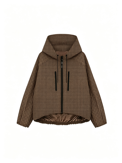 Women's Oversized Pleated Hem Rain Jacket With Hooded