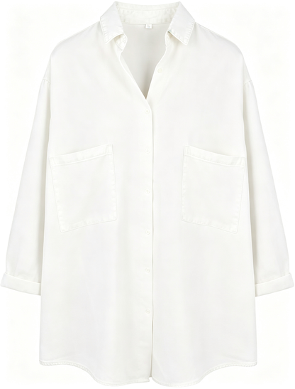 Women's Loose Pocket Denim Shirt Tops