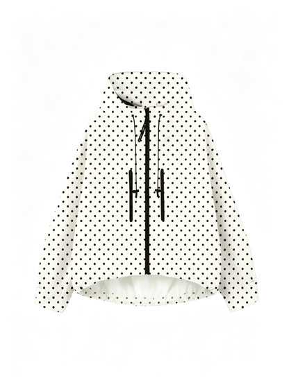 Women's Oversized Pleated Hem Rain Jacket With Hooded