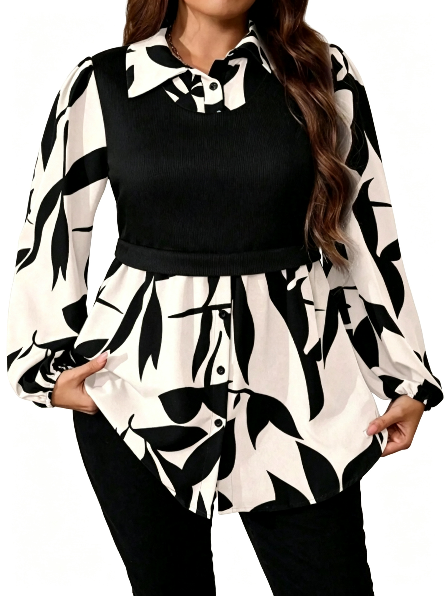 🍂Women Floral Leaf Print Two In One Blouse