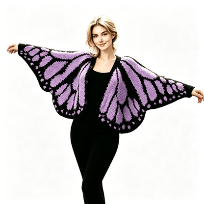 Women's Monarch Butterfly Wing Knit Open Front Cardigan