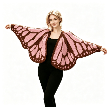 Women's Monarch Butterfly Wing Knit Open Front Cardigan