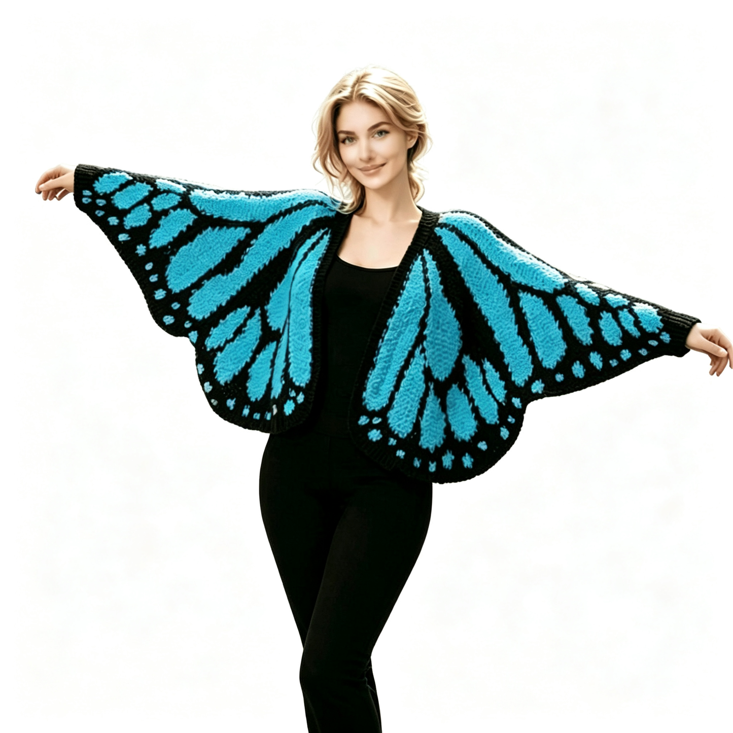 Women's Monarch Butterfly Wing Knit Open Front Cardigan