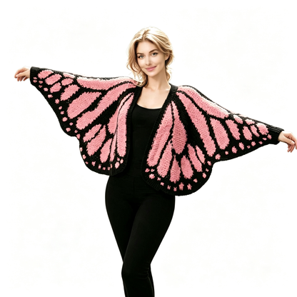 Women's Monarch Butterfly Wing Knit Open Front Cardigan