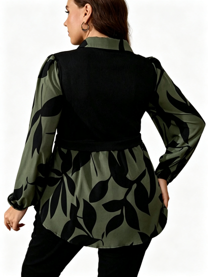 🍂Women Floral Leaf Print Two In One Blouse