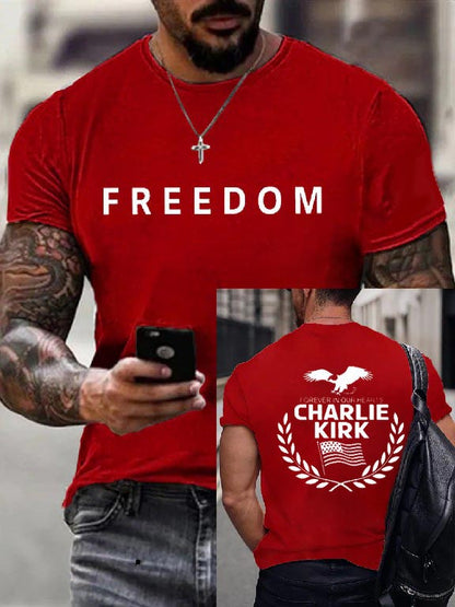 Charlie Kirk Memorial Tee, Patriotic Eagle Wreath “Forever in Our Hearts” Unisex T-Shirt
