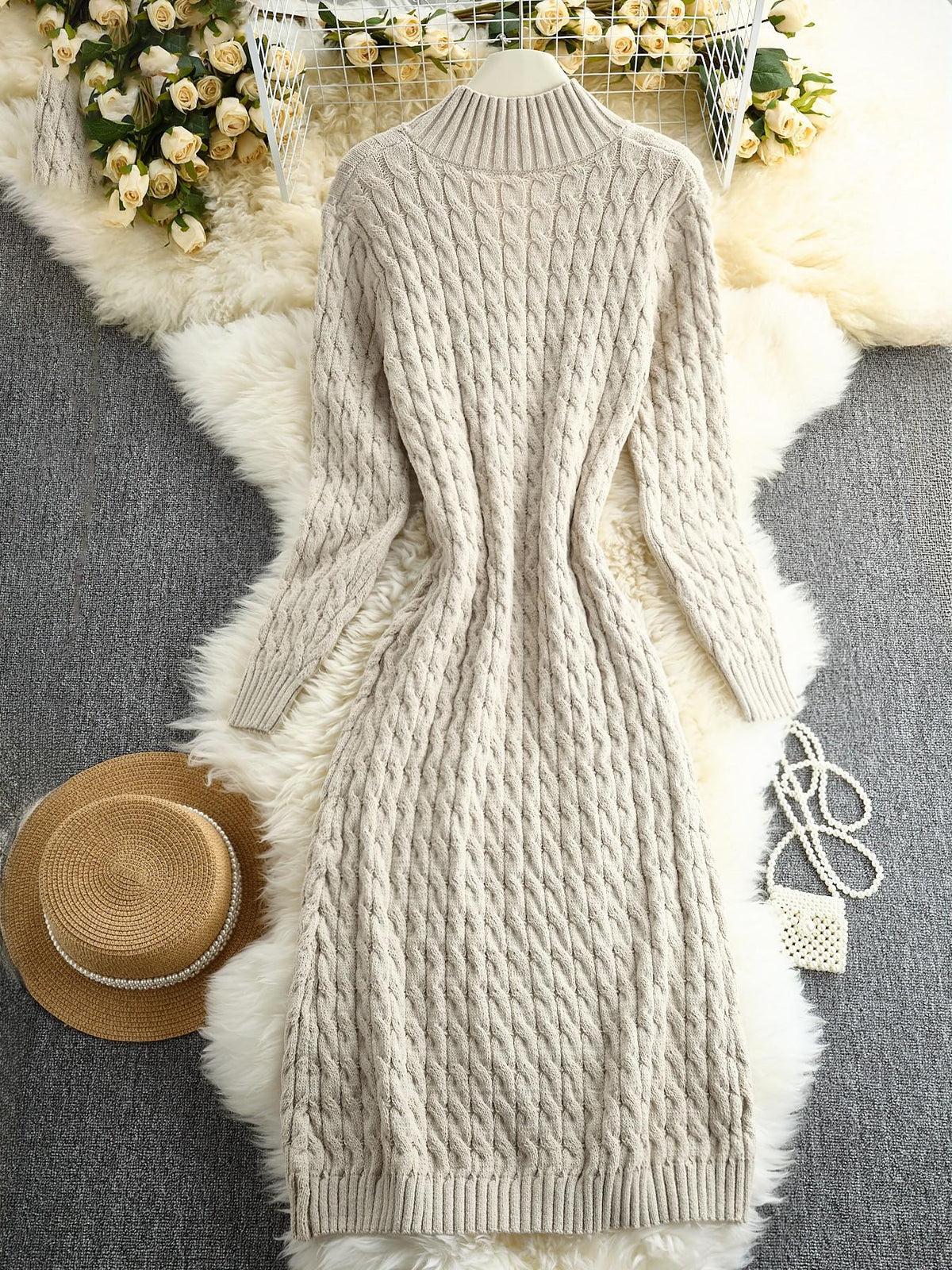 Limited time sale🔥Women's Stand Collar Single Button Cable Knit Long Cardigan