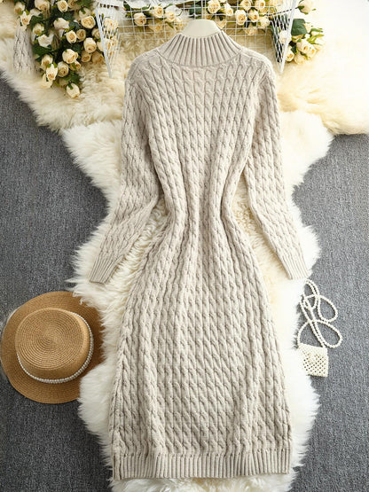 Limited time sale🔥Women's Stand Collar Single Button Cable Knit Long Cardigan