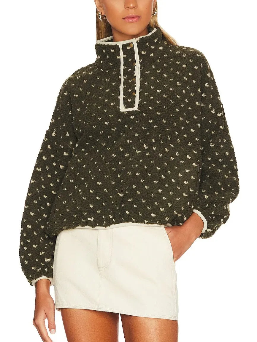 ✨Women's Button-down Turtleneck Heart Sherpa Pullover