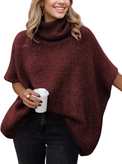 ✨Women's Turtleneck Cropped Bat Sleeve Knit Top