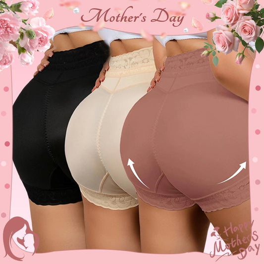High Waist Tummy Control Shapewear Shorts with Lace & Anti-Slip Band