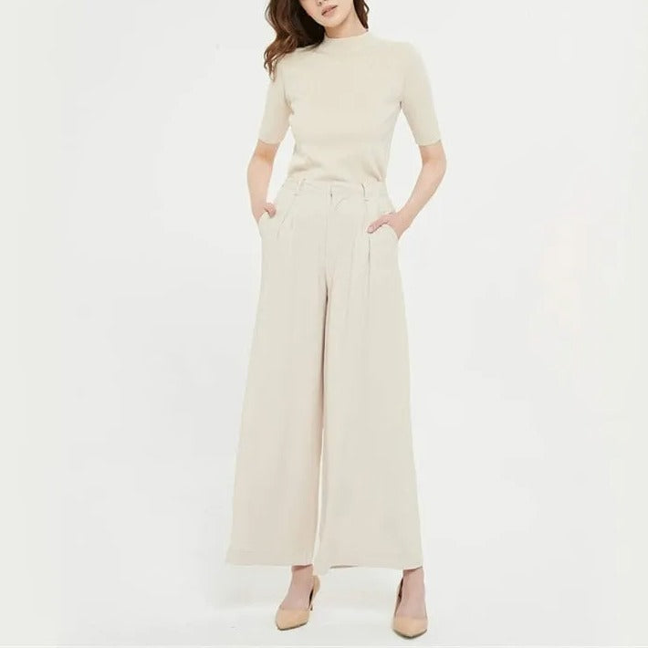 Women High Waist Casual Wide Leg Trousers