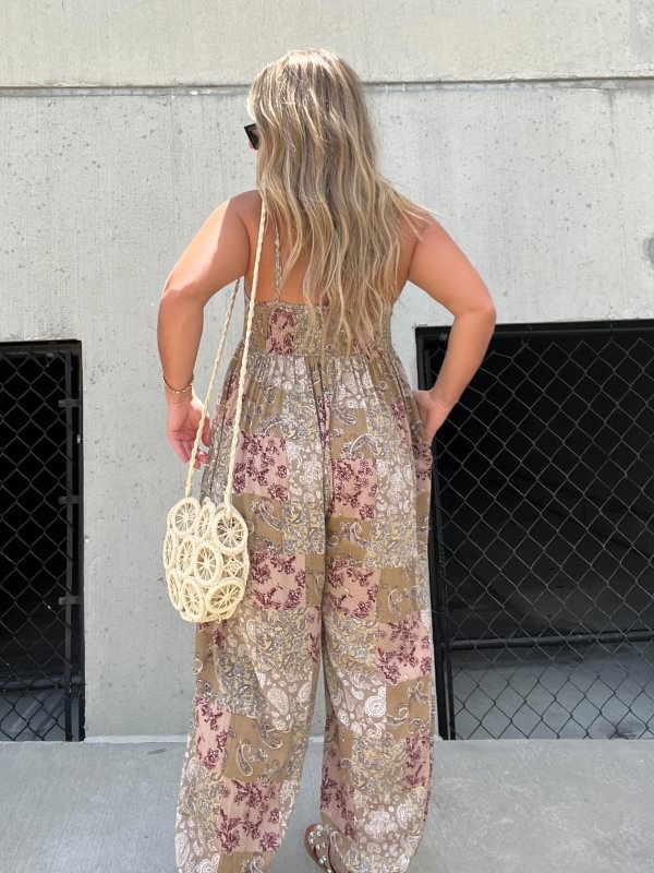 2024 Patchwork Print Loose Jumpsuit (Buy 2 Free Shipping)