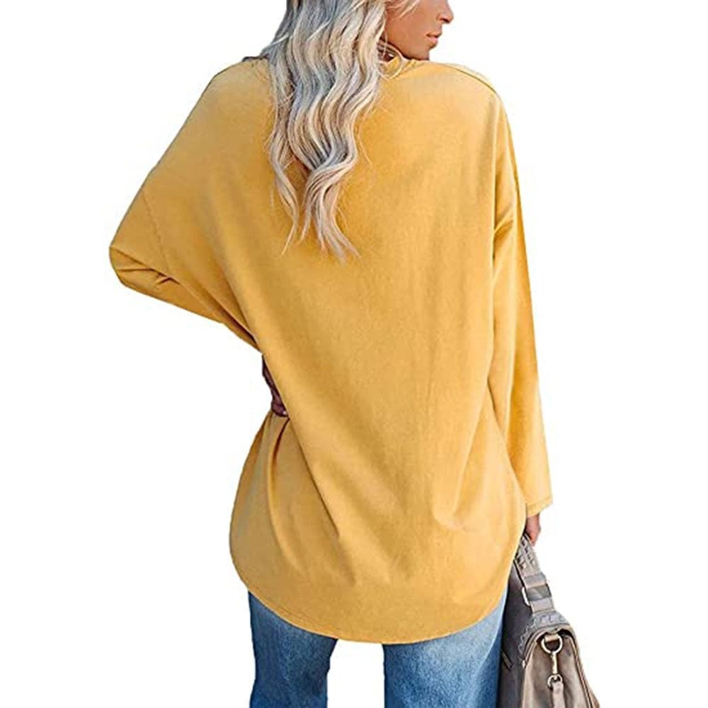 Women's Loose Long Sleeve Fashion V-neck Top