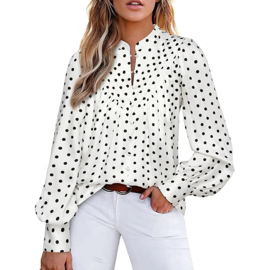 Women's Boho Floral V-Neck Half Button Down Blouse