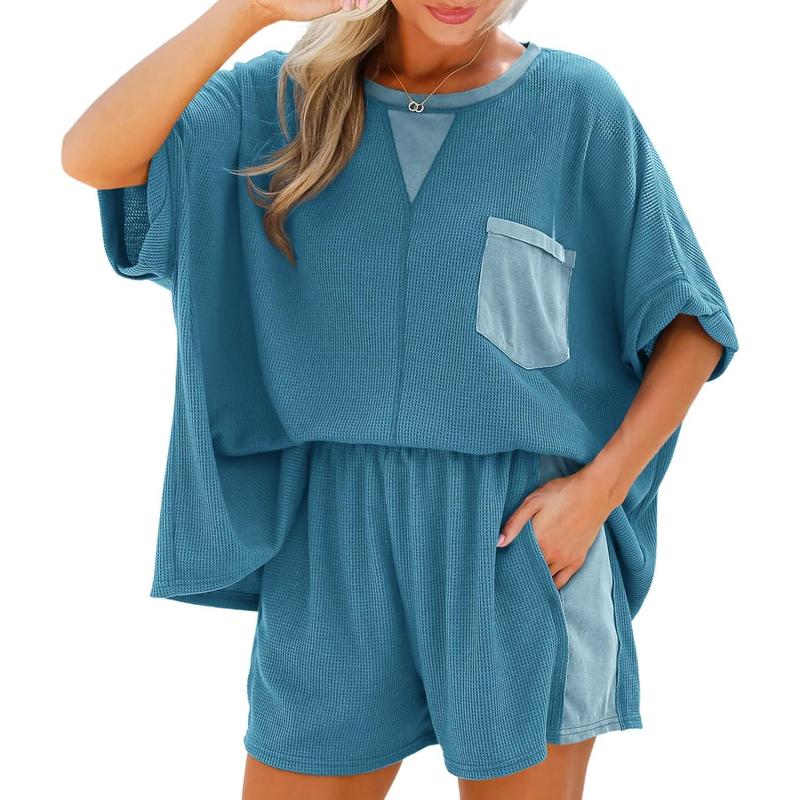 ⏰Hot Sale-Womens Summer Waffle Knit 2 Piece Outfits