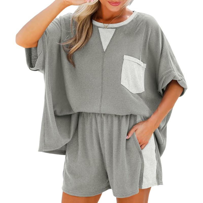 ⏰Hot Sale-Womens Summer Waffle Knit 2 Piece Outfits