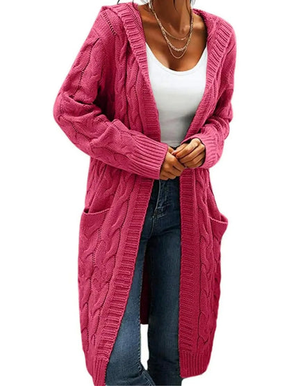 Hooded Cable‑Knit Long Cardigan | Elevated Relaxed Silhouette