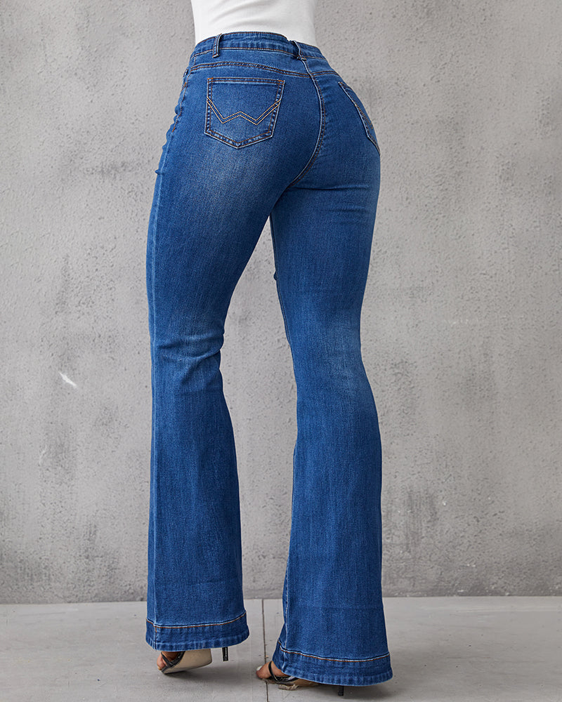 90s Vintage Classic Flare Hem High Waist Jeans