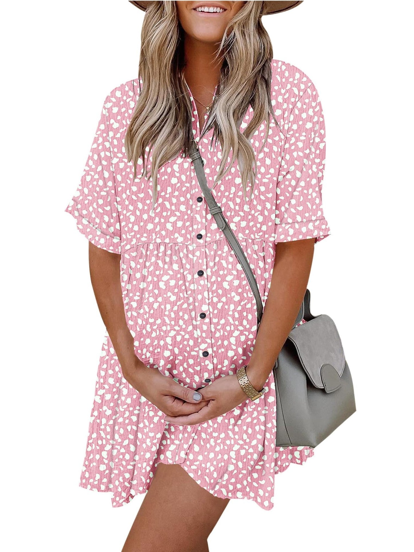 Limited time sale🔥Women's Babydoll Button Down Mini Dress with Pockets