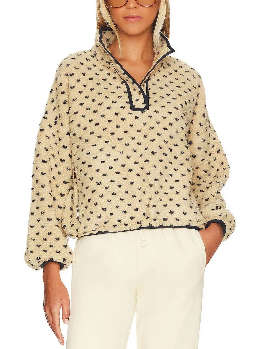 ✨Women's Button-down Turtleneck Heart Sherpa Pullover