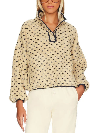 ✨Women's Button-down Turtleneck Heart Sherpa Pullover