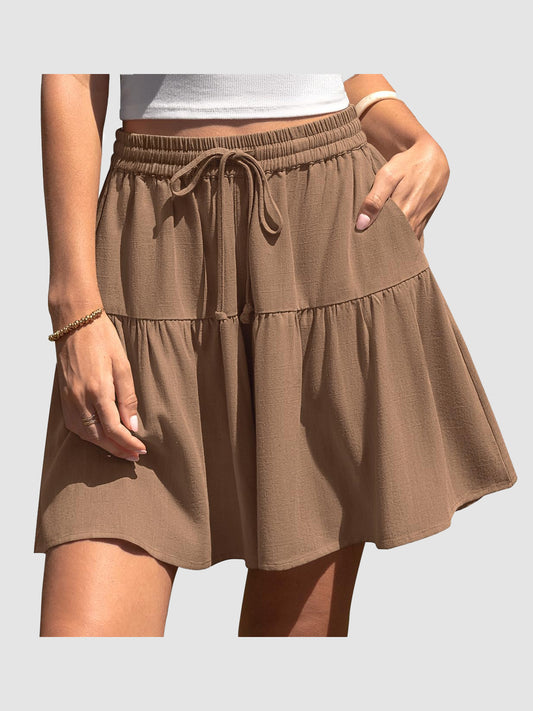 Limited time sale🔥Women's High Waist Drawstring Tiered Skort