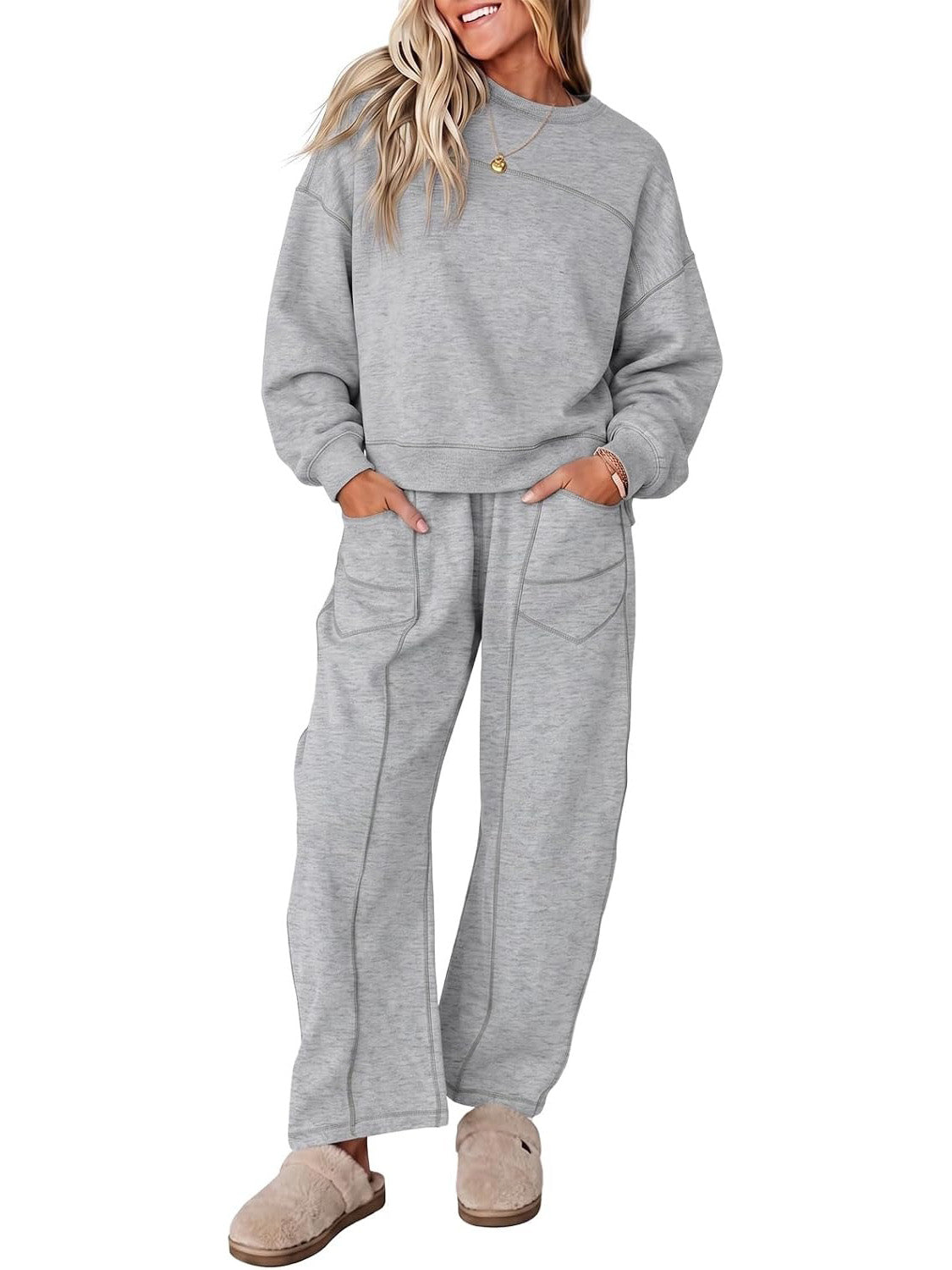 Limited time sale🔥Womens Casual 2 Piece Contrast Seams Tracksuit Set