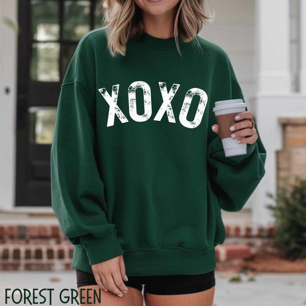 Women's Valentine's Day XOXO Pattern Heart Long-Sleeved Sweatshirt
