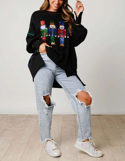 Christmas Sequin Nutcracker Sweatshirt (Buy 2 Free Shipping)